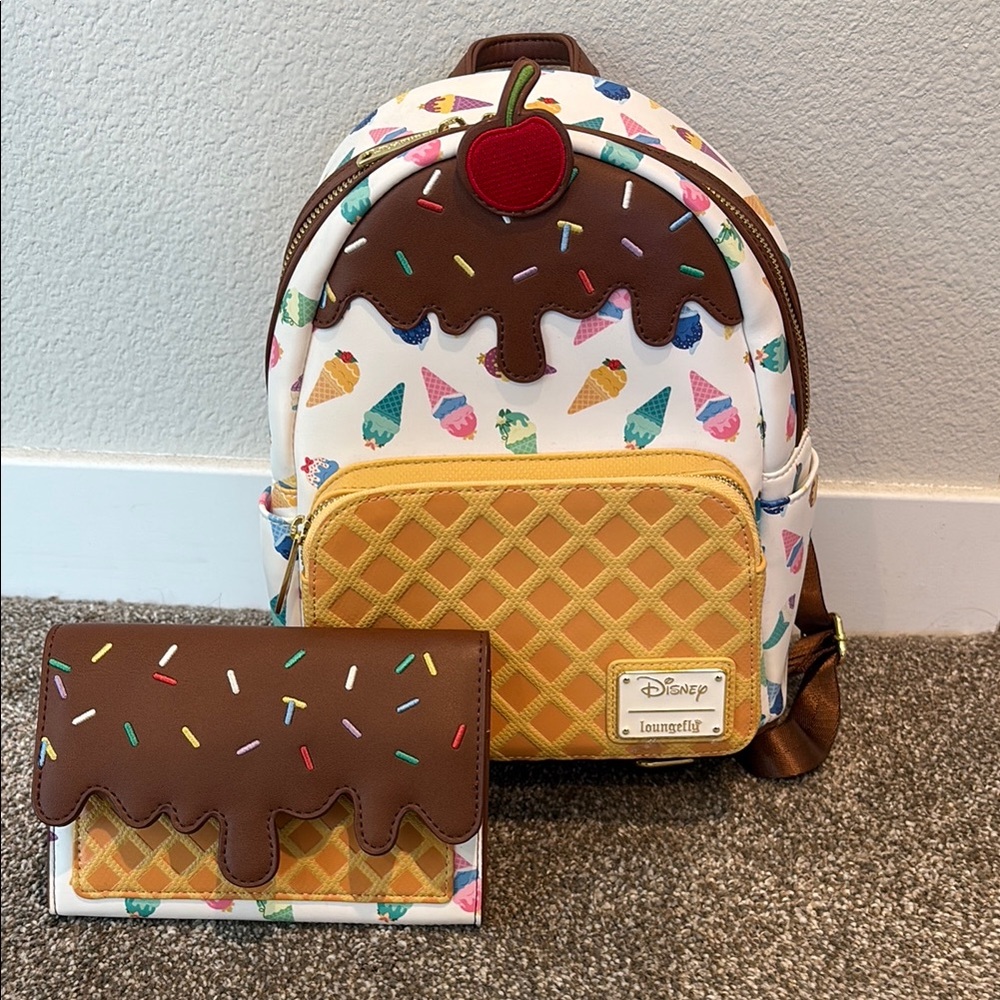 GUC Loungefly Disney Princess Ice Cream Backpack and Wallet Set ✨🍦🤎